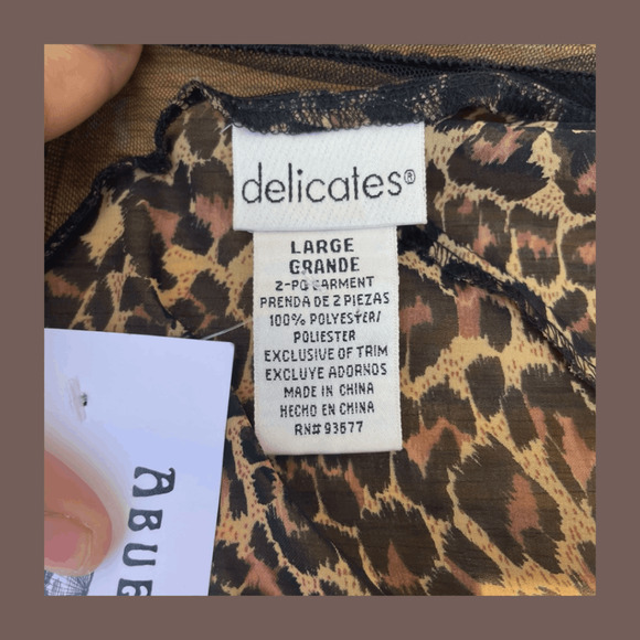 Delicates Leopard Slip Dress | Brown Black Print | Size L | Vintage - Picture 4 of 4